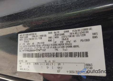 2019 Ford F-250 Xl z USA, uszkodzony, nr VIN 1FT7W2B66KEF47192